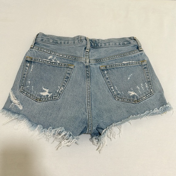AGOLDE CUTOFF DENIM JEAN SHORT BLUE DISTRESSED MID RISE WOMEN SIZE 23 - Picture 2 of 11
